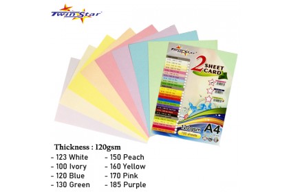 TS 3011-LC Twin Star Two Sheets Card A4 size / 120gsm (Light Colour) TS 3011-LC Twin Star Two Sheets Card A4 size / 120gsm (Light Colour)
